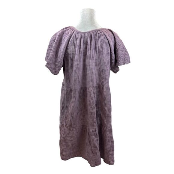 Ladies Fantastic Fawn Lavender Textured Flutter Sleeve‎ Mini Dress Size Small - Picture 6 of 10
